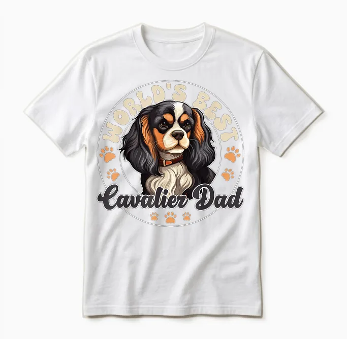 Cavalier King Charles Spaniel Dog World's Best Cavalier Dad Unisex T-Shirt in White