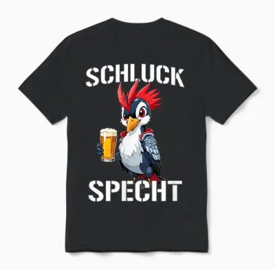 Specht Schluckspecht Papa Vatertag Bier Party Männertag Unisex T-Shirt - Black