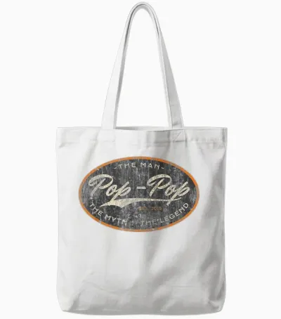 Vintage Pop Pop New Grandpa Est. 2019 the Man Myth Legend Tote Bags - White