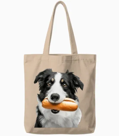 Border Collie Tote Bags - Natural