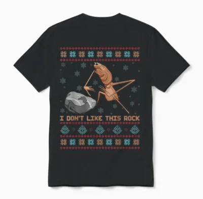 I Don't Like This Rock Marcus the Worm Ugly Sweater Xmas Unisex T-Shirt - Black