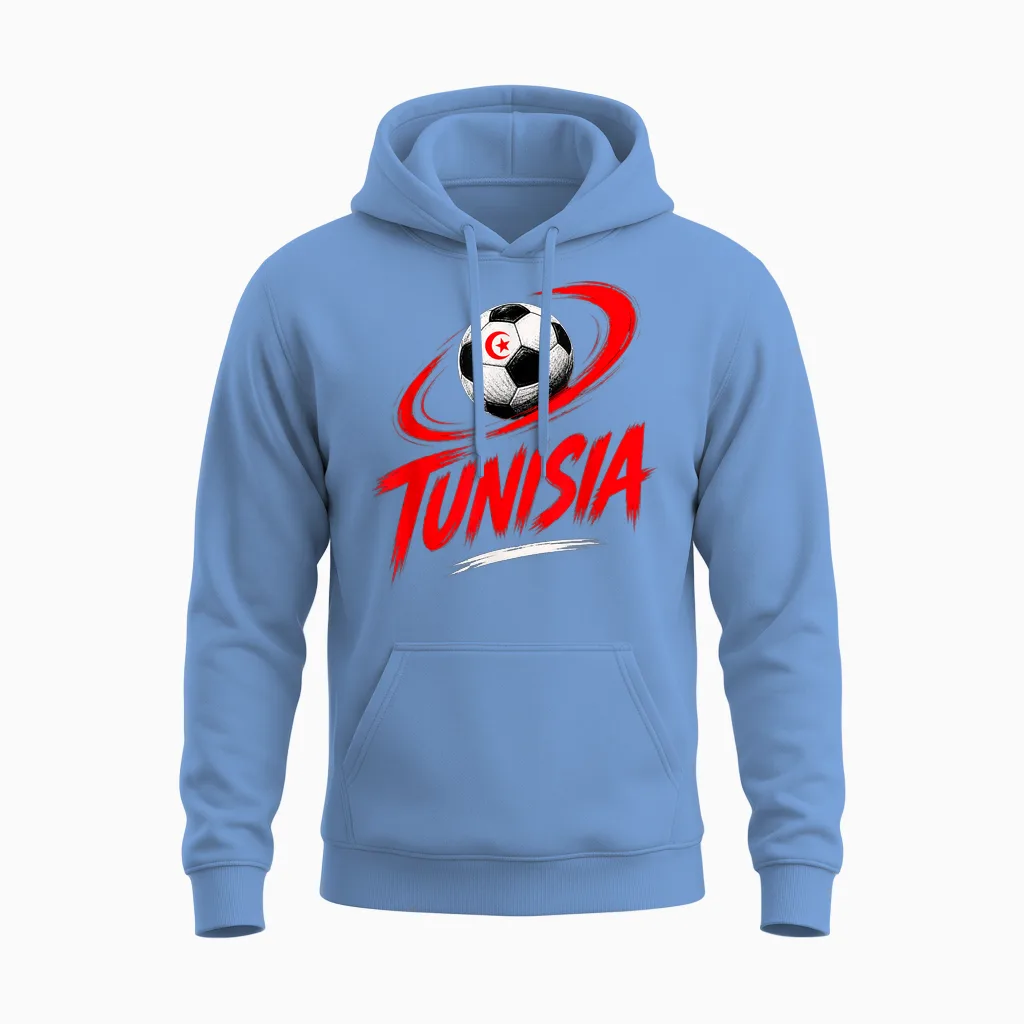 Tunisie Football Vibes été Unisex Hoodie in Carolina Blue