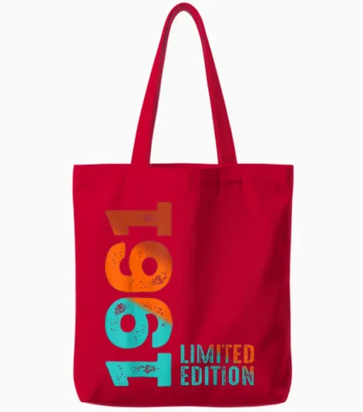 Limited Edition 1961 1961 T-Shirt, Black, S Tote Bags - Red