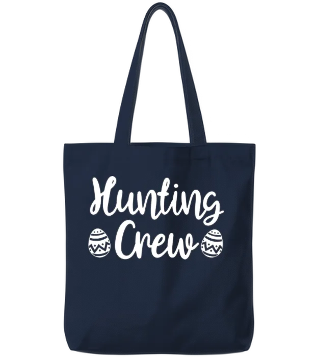 Hunting Crew Quotes Funny Easter Day Egg Hunter Tote Bags - Navy