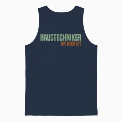 Haustechniker Im Dienst Rückseitendruck Hausmeister Unisex Tank Top - Navy