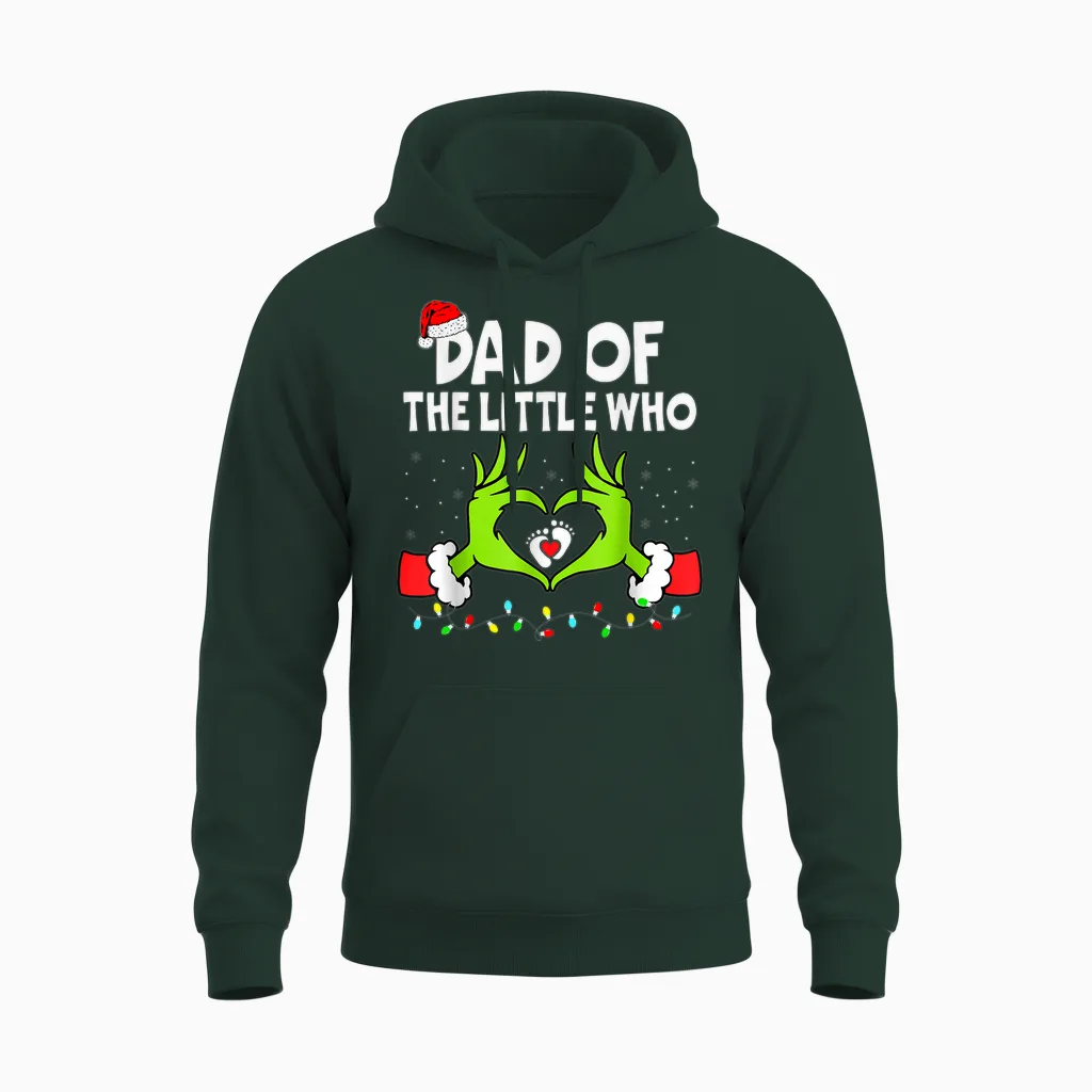 Dad of the Little Who Funny Christmas Pregnancy Announcement Unisex Hoodie in Forest