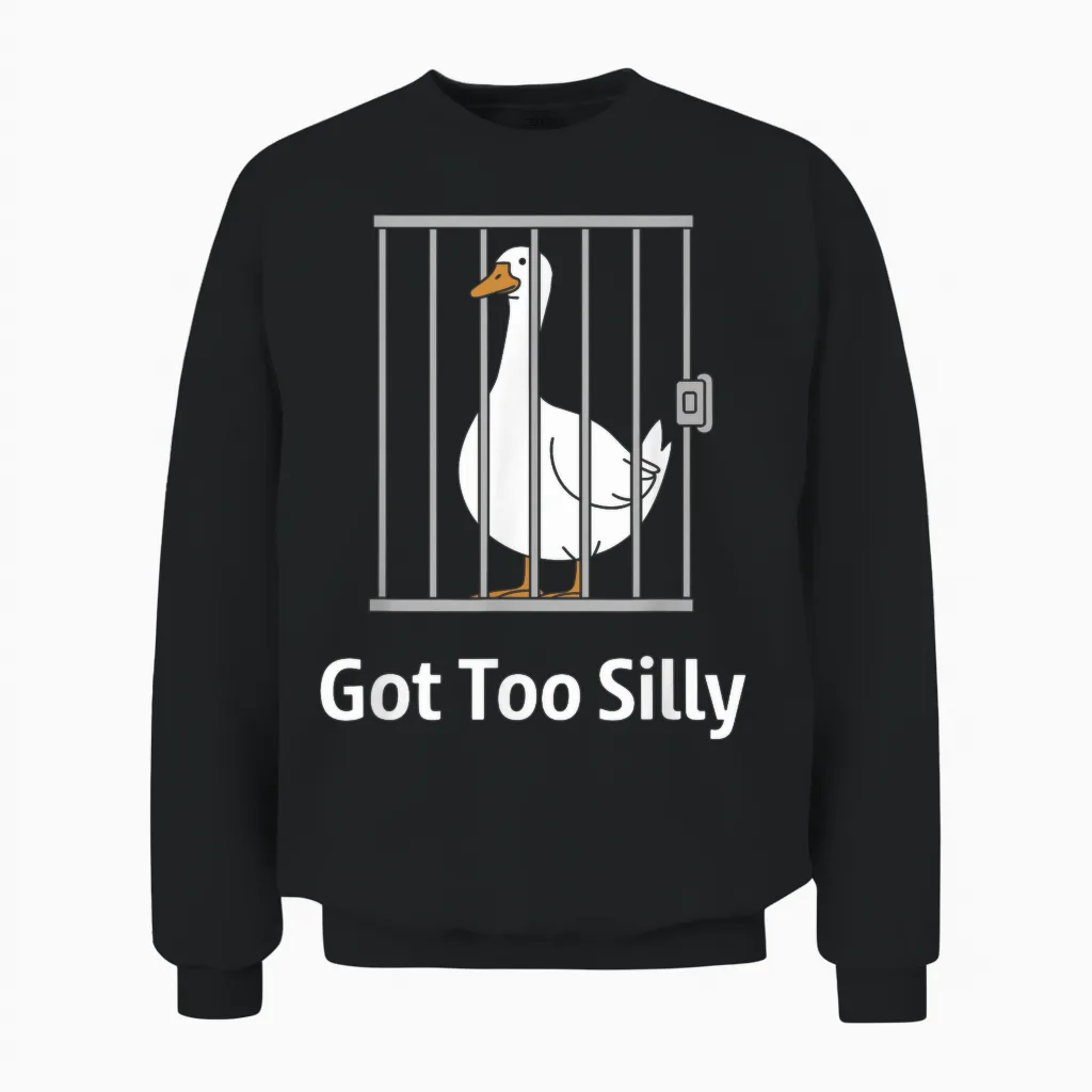 Got Too Silly Funny Goose Pun Humor Shirt for Animal Lovers Unisex Sweatshirt in Black