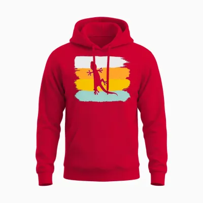 Lizard Retro Unisex Hoodie - Red