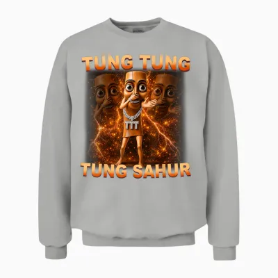 Tung Tung Tung Sahur Is Calling Scuba Dance Meme For Unisex Sweatshirt - Ash