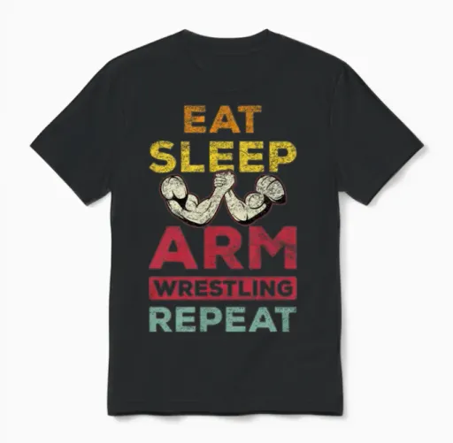 Eat Sleep Arm Wrestling Repeat Arm Wrestler Combat Unisex T-Shirt in Black