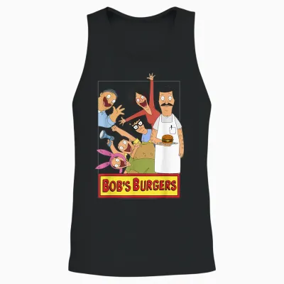 Bob's Burgers Family Shot & Teddy Logo Unisex Tank Top - Black