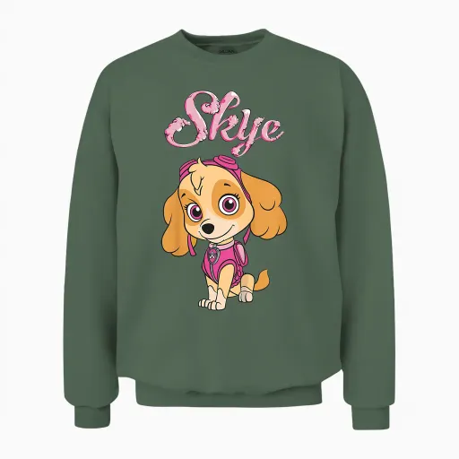 Paw Patrol Skye Action Pose Rescue Pup Cartoon Classic Cute Unisex Sweatshirt - Military Green