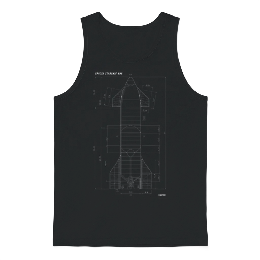 Spacex Starship Sn8 Blueprint Unisex Tank Top - Black