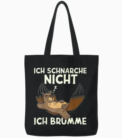 Ich Schnarche Nicht Ich Brumme | Sleep Shirt Pyjamas Sleep Tote Bags - Black