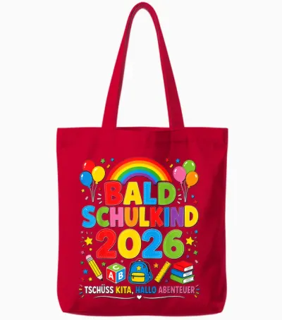 Bald Schulkind 2026 Kita Abgänger Kinder Tote Bags - Red