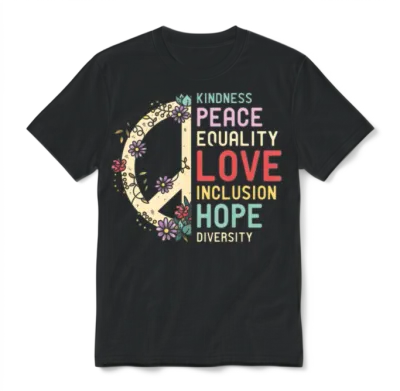 Diversity Equality Love Peace Hu Rights Social Jus Unisex T-Shirt - Black