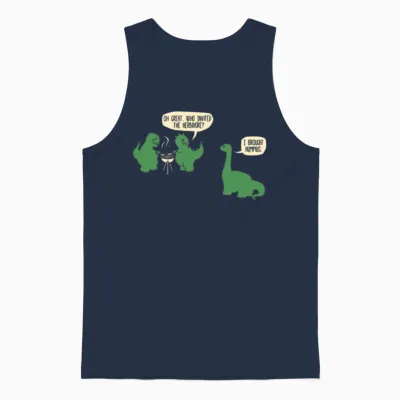 Dinosaur Bbq Unisex Tank Top - Navy