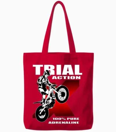 Motorcycle Trial Tote Bags - Red