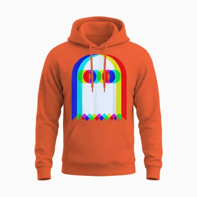 Ghost Trippy Vaporwave Halloween Techno Rave Edm Dj Music Unisex Hoodie - Orange