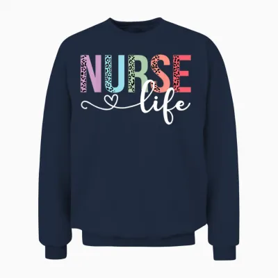 Women Nurse Life Rn Lpn Cna Leopard Nurse Week Healthcare Unisex Sweatshirt - Navy