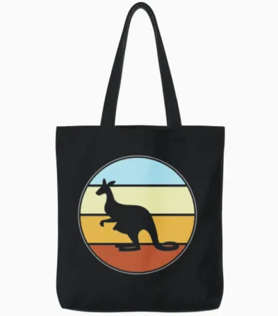 Kangaroo Retro Tote Bags - Black