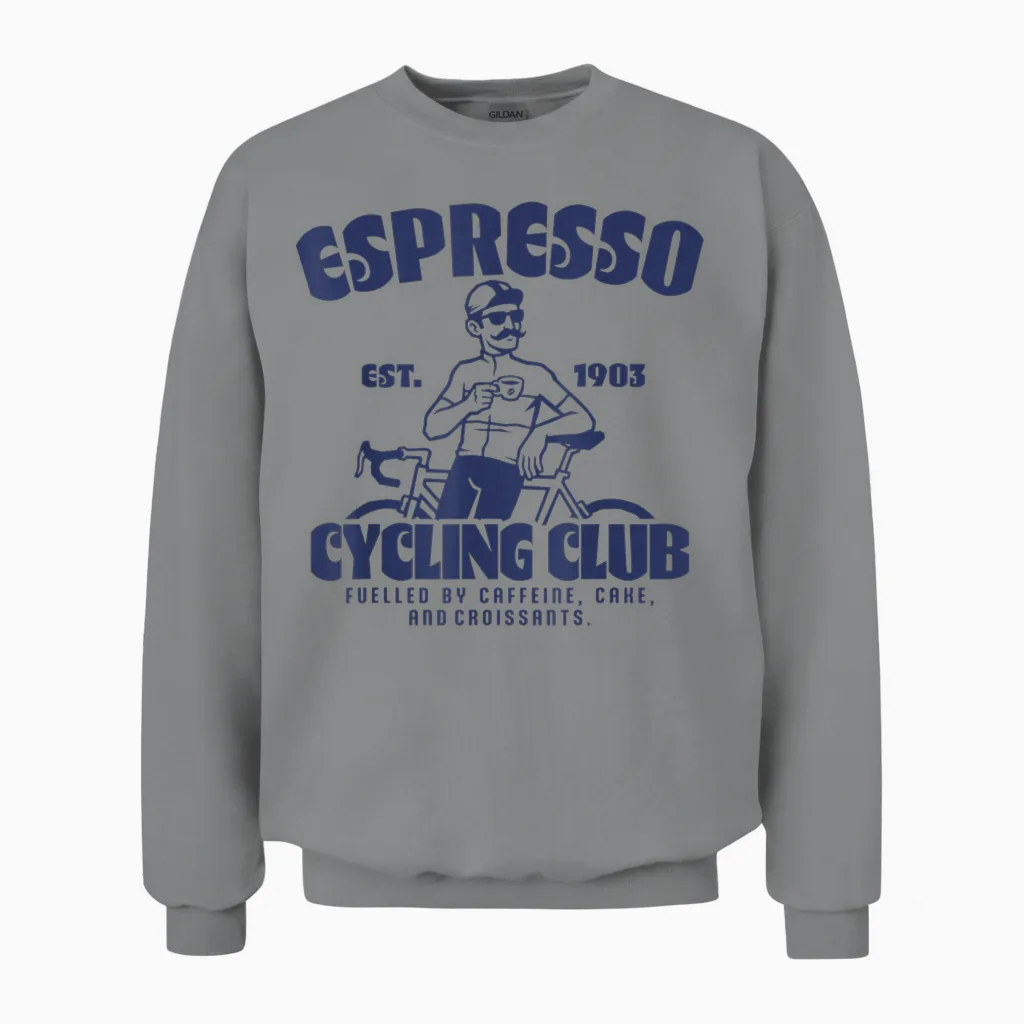 Espresso Rennrad Club Kaffee Kuchen Fahrrad Radsport Unisex Sweatshirt in Sport Grey