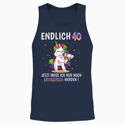 40 Geburtstag Frau Frauen Party Outfit Lustiges Einhorn Unisex Tank Top - Navy