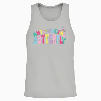 Retro Groovy- Antisocial Butterfly Unisex Tank Top - Ash