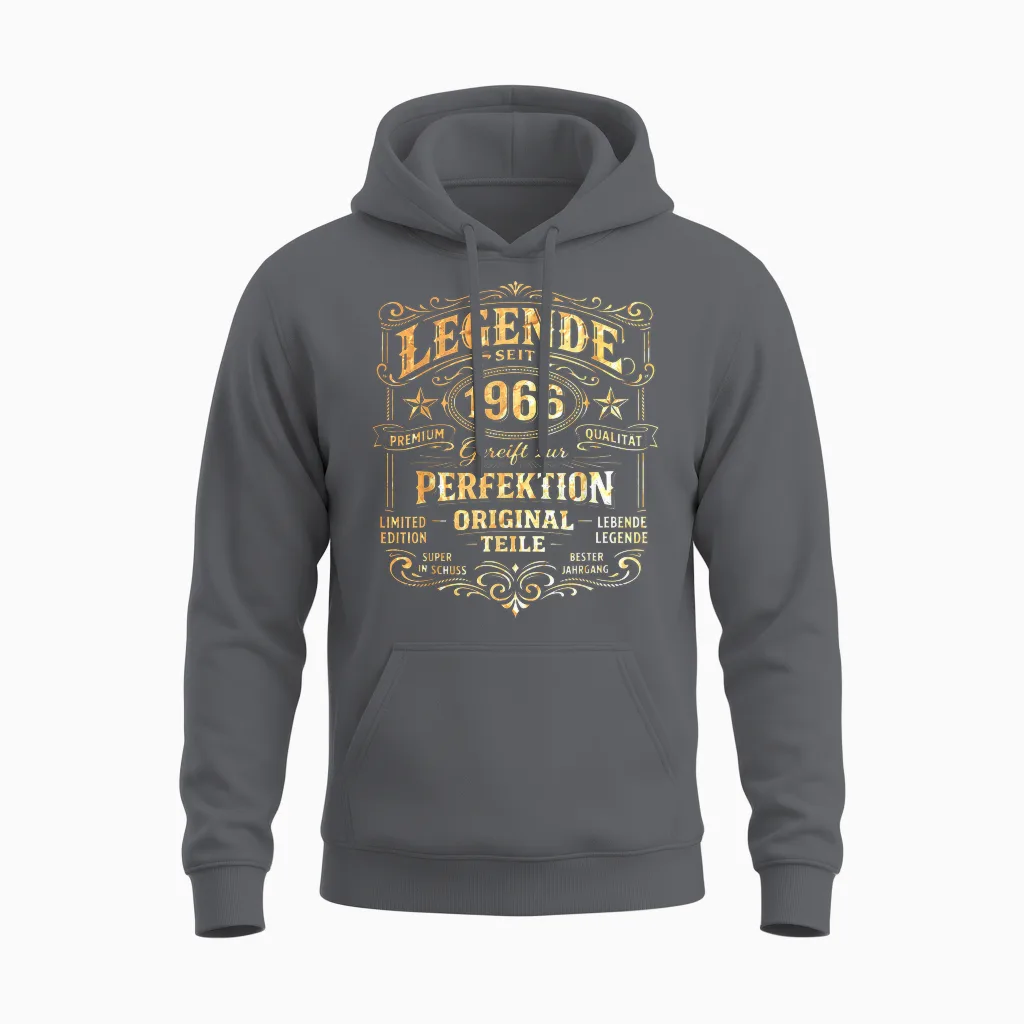 60th Birthday Man Woman 60 Years Decoration 1966 Gift Funny Unisex Hoodie in Charcoal