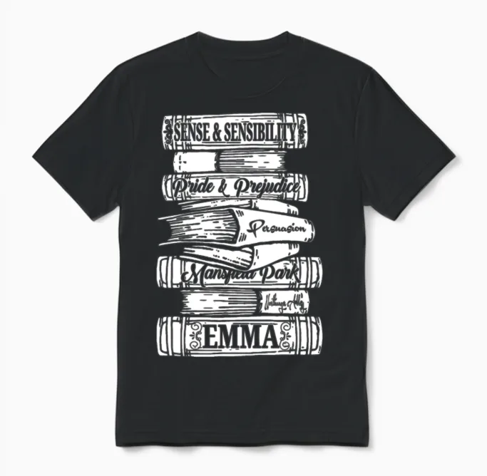 Jane Austen Vintage Book Club Mr Unisex T-Shirt in Black
