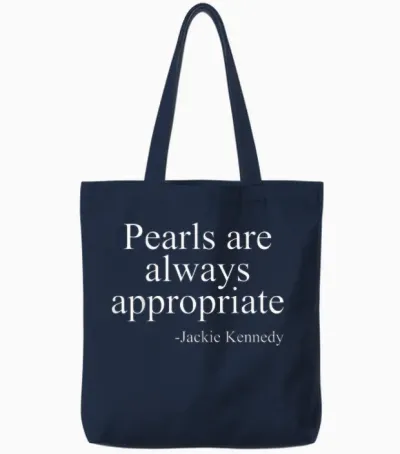 Pearls Are Always Appropriate Classic Pear Tote Bags - Navy