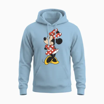 Disney Mickey and Friends Minnie Mouse Traditional Portrait Short Sleeve Unisex Hoodie - Light Blue