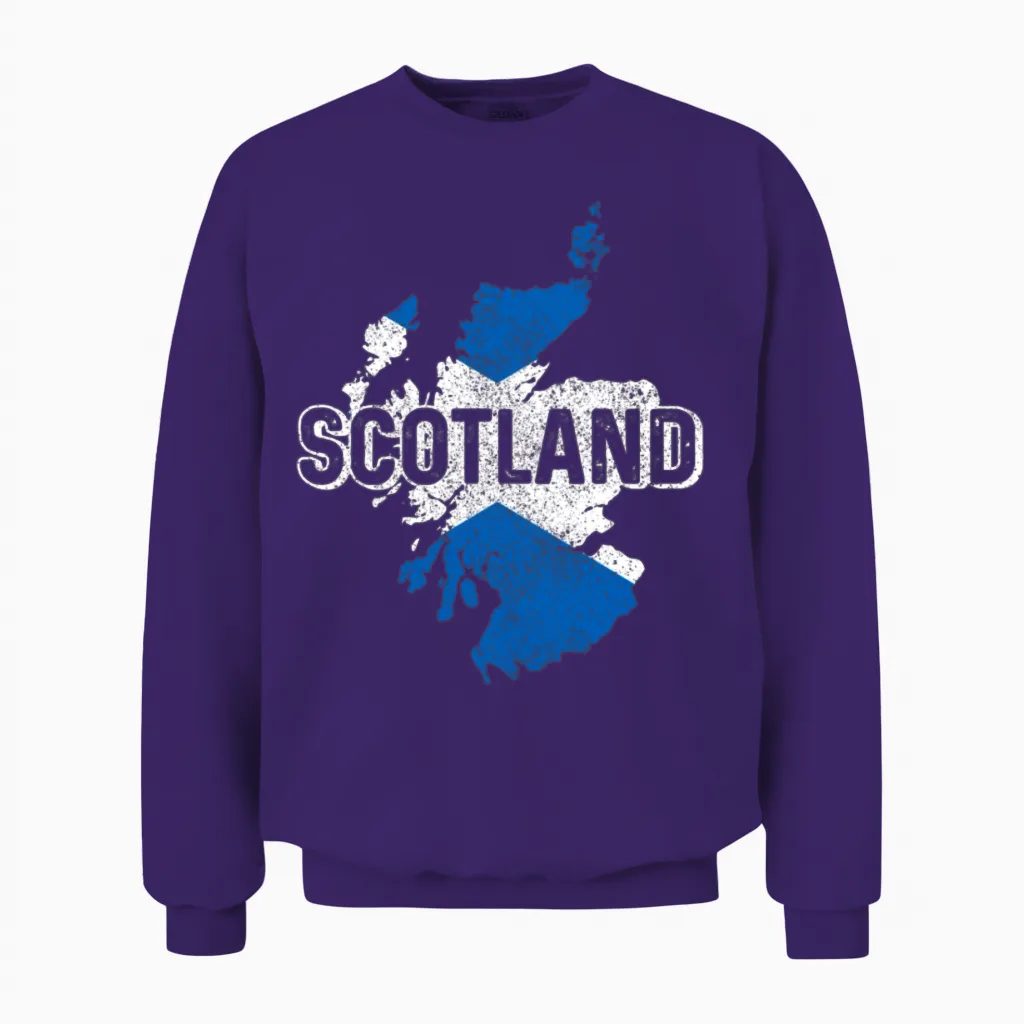 Scotland Scottish Flag Uk Vintage Unisex Sweatshirt in Purple
