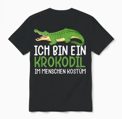 Ich Bin Ein Krokodil Im Menschen Kostüm Aligator Kostüm Unisex T-Shirt - Black