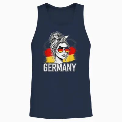 Deutsches Mädchen Frau Flagge Deutschland Fan Trikot Unisex Tank Top - Navy
