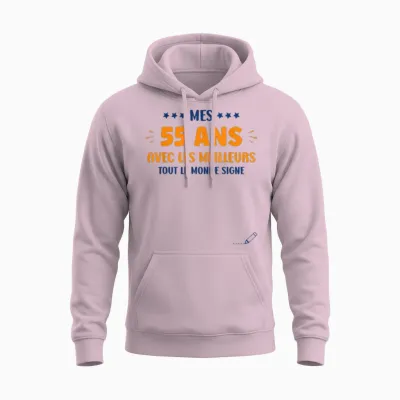 Humour 55 Years to Sign Signature Birthday 55 Years T-Shirt, White, S Unisex Hoodie - Light Pink