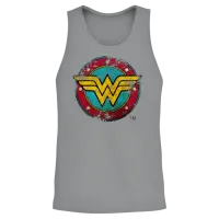 Wonder Woman Logo Distressed Unisex Tank Top - Sport Grey – 2