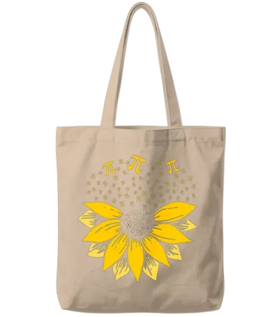 Pi Day Sunflower Tote Bags - Natural