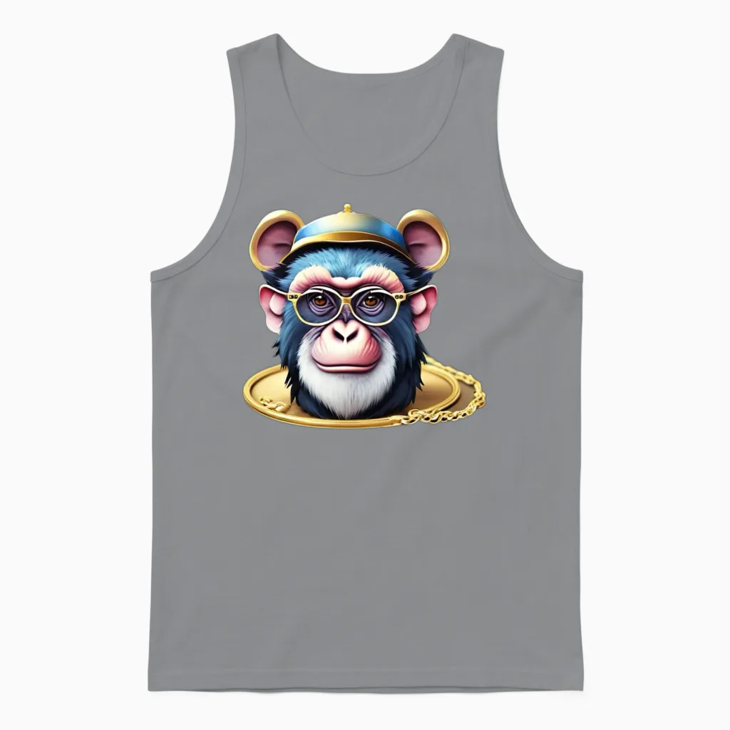 Rich Blue Monkey Unisex Tank Top in Sport Grey