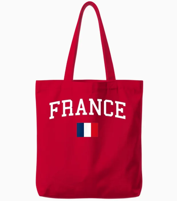 Drapeau Français Hommes Femmes Enfants France Tote Bags in Red