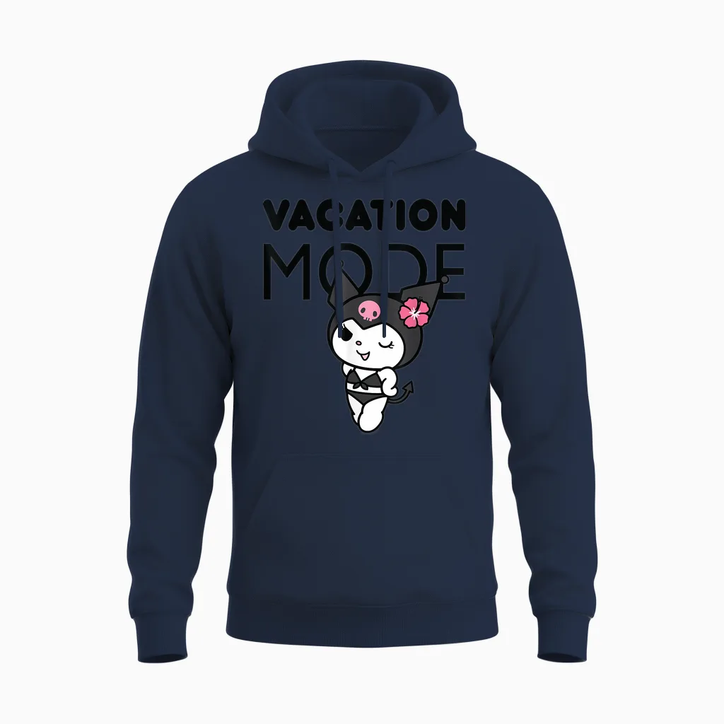 Kuromi Vacation Mode Summer & Beach Unisex Hoodie in Navy