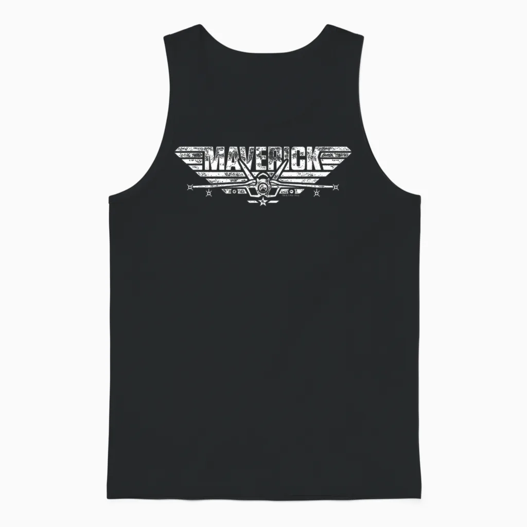 Top Gun Maverick Fighter Jet Logo T-Shirt, Black, S Unisex Tank Top in Black