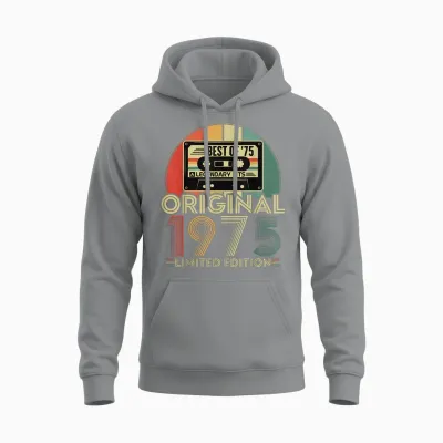 Original 1975 Vintage Birthday 50 Years for Men Women T-Shirt, Black, S Unisex Hoodie - Sport Grey