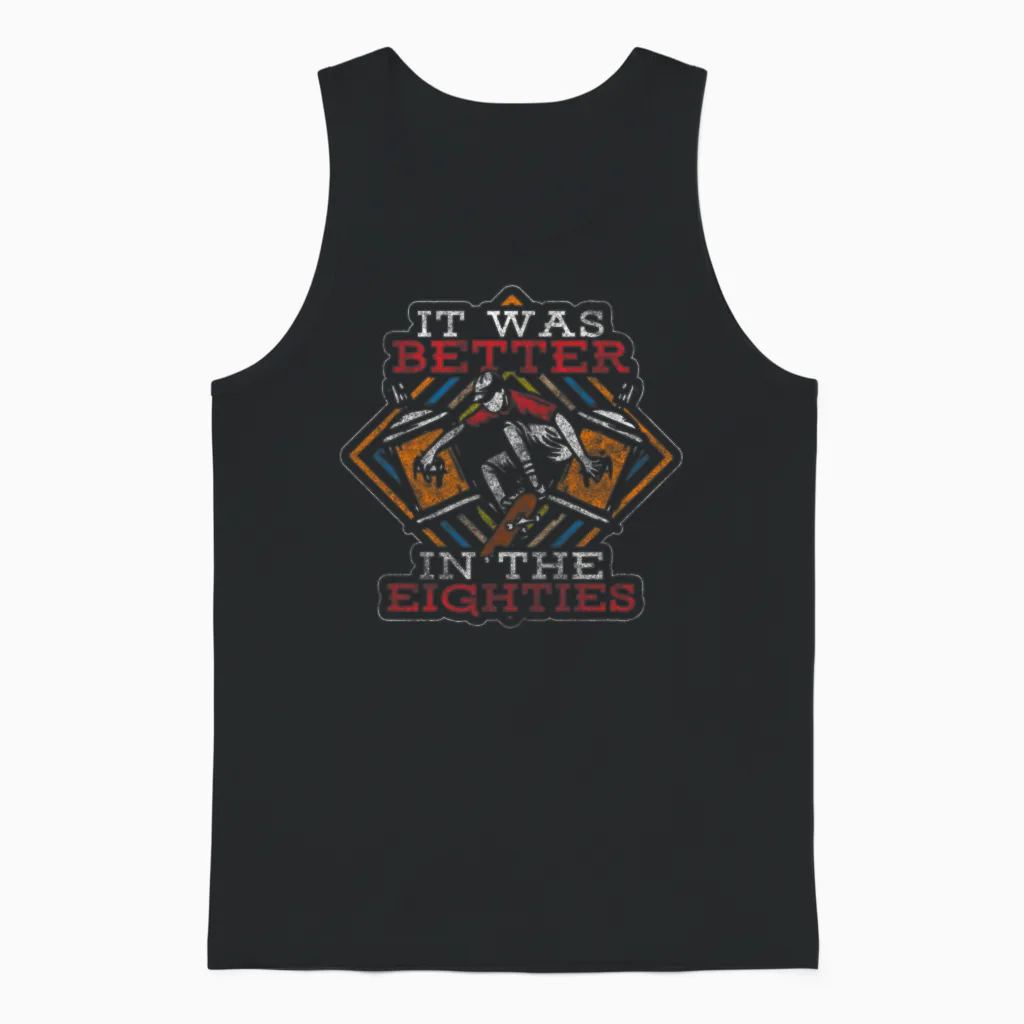 Retro Motto Fashion Unisex Tank Top in Black