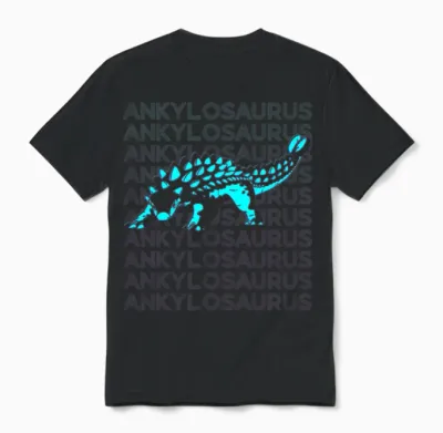 Ankylosaurus Dinosaur Retro Unisex T-Shirt - Black