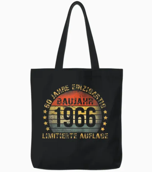 1966 Birthday Man 60th Decoration Funny 60s 60th Birthday Tote Bags - Black