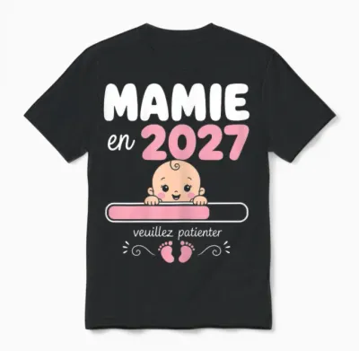 Future Mamie En 2026 Cadeau Annonce Grossesse Grand-Mère Unisex T-Shirt - Black