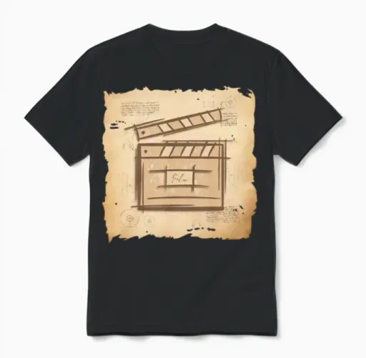 Film Clapperboard. Vintage Old Fashioned Movie Art Unisex T-Shirt in Black