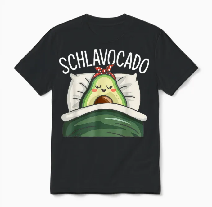 Schlavocado Pyjamas Avocado Sleep Shirt T-Shirt, Black Unisex T-Shirt in Black