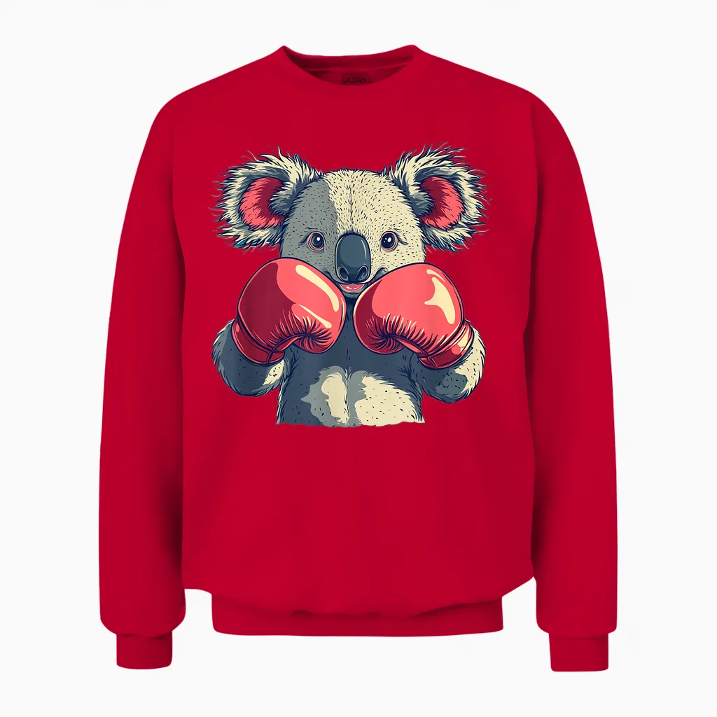 Koala Bear Warrior Avec Gants De Boxe Pour Garçons Et Filles Unisex Sweatshirt in Red